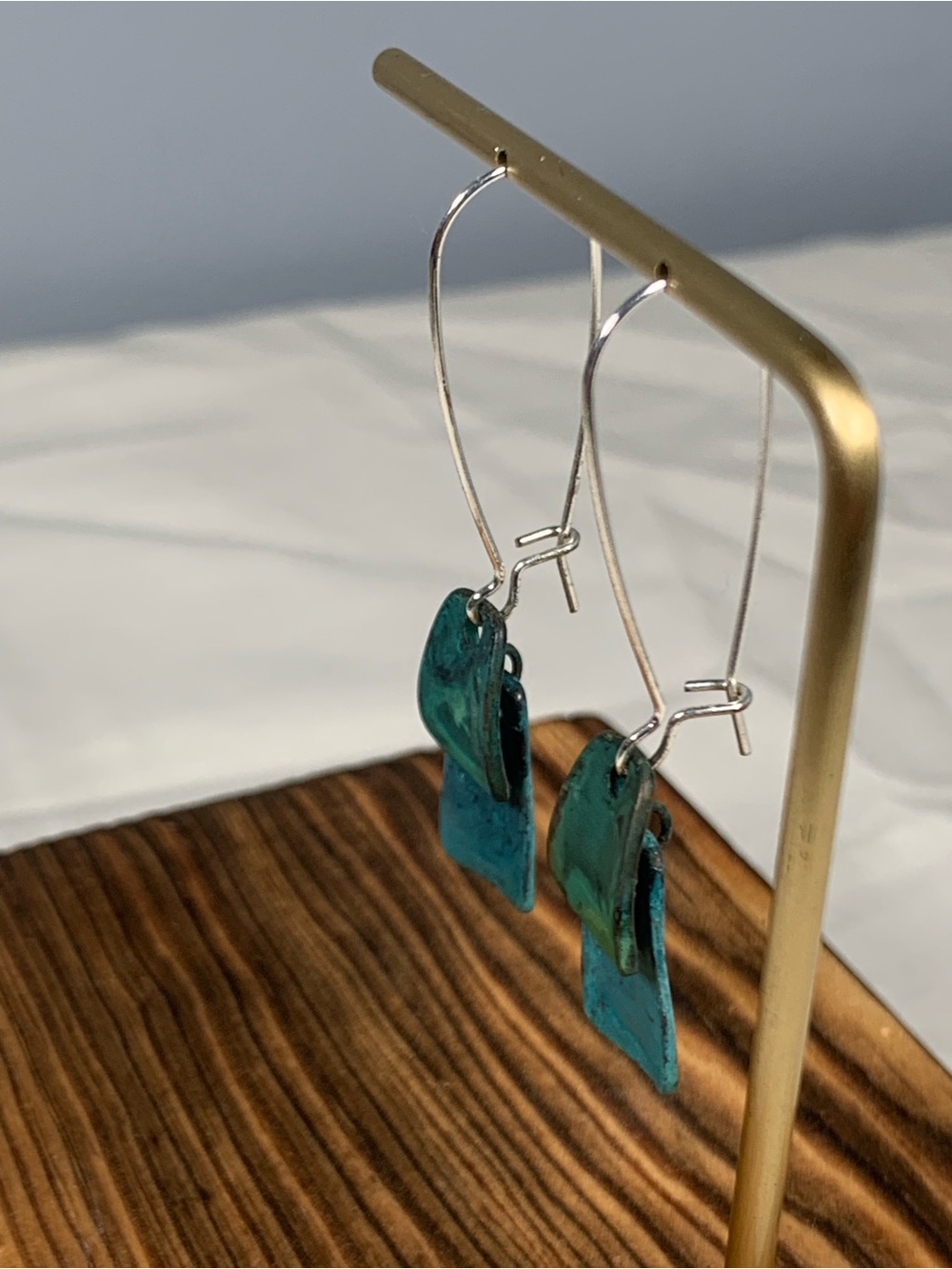 Robert Lee Morris (RLM) SOHO Dangle Earrings-Green Verdigris Patina - Picture 2 of 9